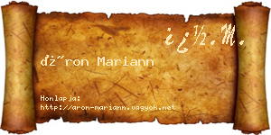 Áron Mariann névjegykártya